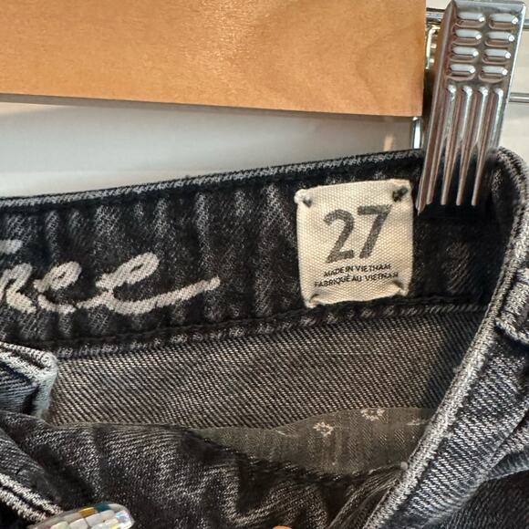 Free People We The Free Bailey Black Denim Frayed Mini Skirt - Picture 7 of 9